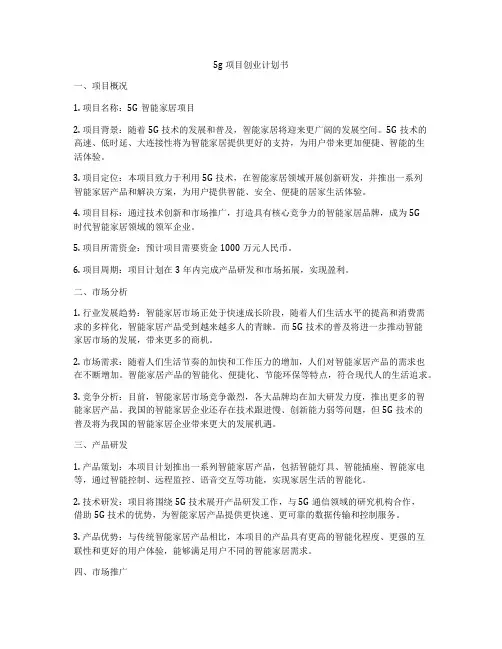 5g项目创业计划书