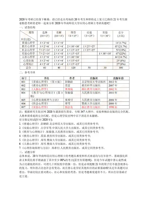 【勤思】2020年华南师范大学应用心理硕士考研真题分析