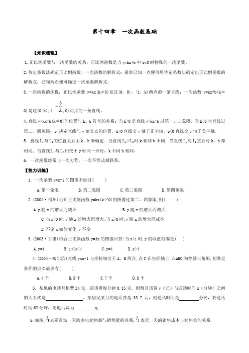 八年级数学上册 第14章 一次函数综合练习(含答案)