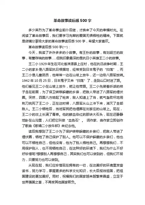 革命故事读后感500字