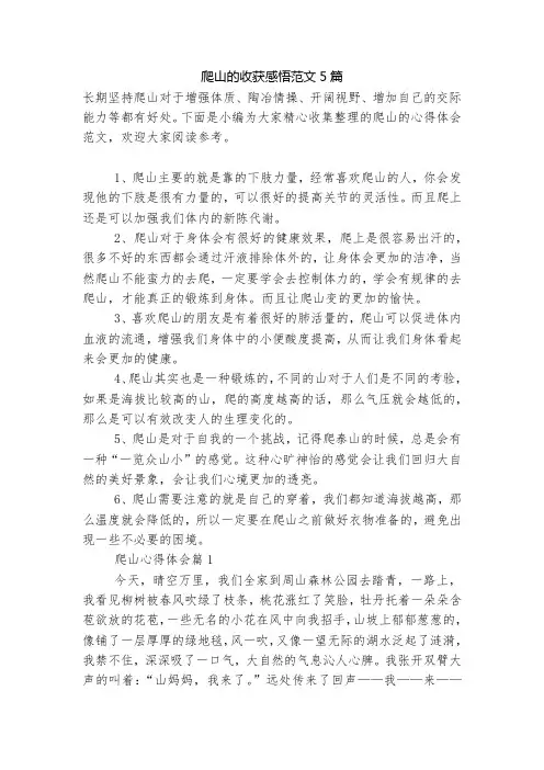 爬山的收获感悟范文5篇