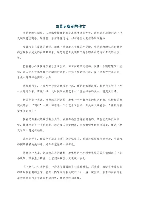 白菜豆腐汤的作文