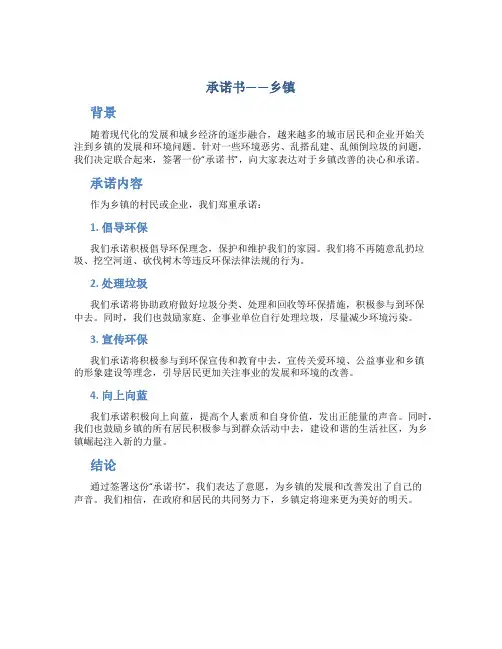 承诺书 乡镇