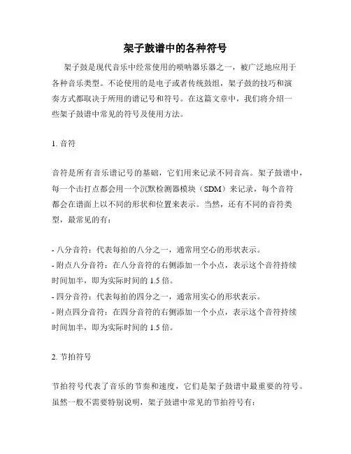 架子鼓谱中的各种符号