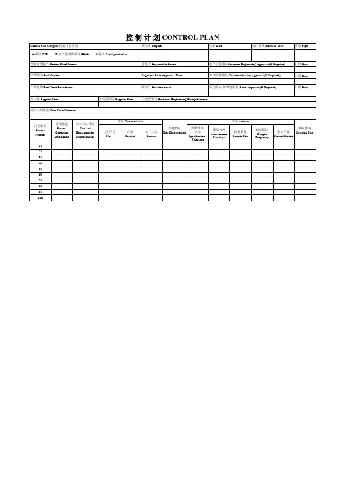 PPAP中英文报告模板-11.控制计划