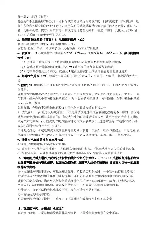 遥感考试重点