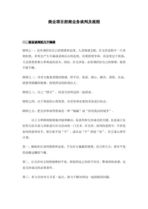商业项目招商业务谈判及流程