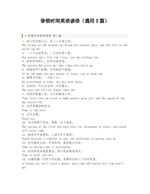 珍惜时间英语谚语(通用3篇)