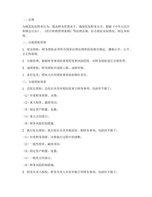 医院财务分级授权管理制度