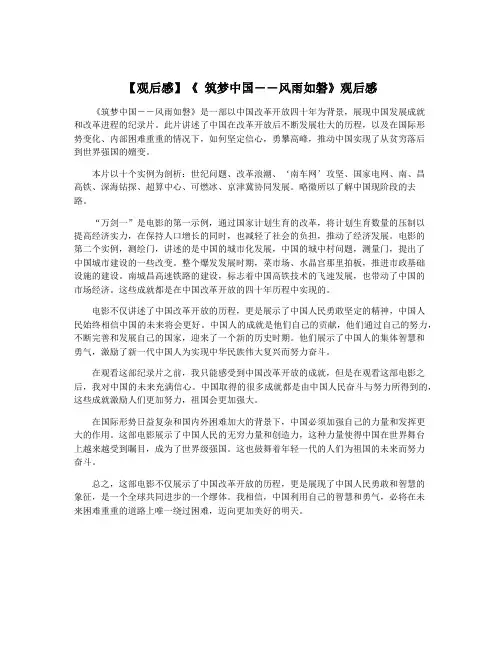 【观后感】《 筑梦中国――风雨如磐》观后感