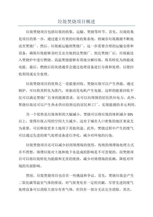 垃圾焚烧项目概述