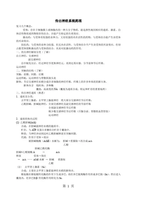 传出神经系统word精品文档20页