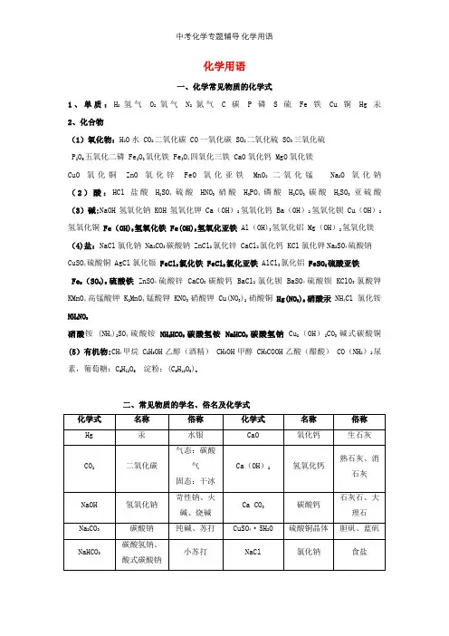 中考化学专题辅导 化学用语【精选文档】