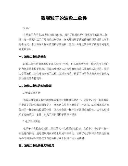 微观粒子的波粒二象性