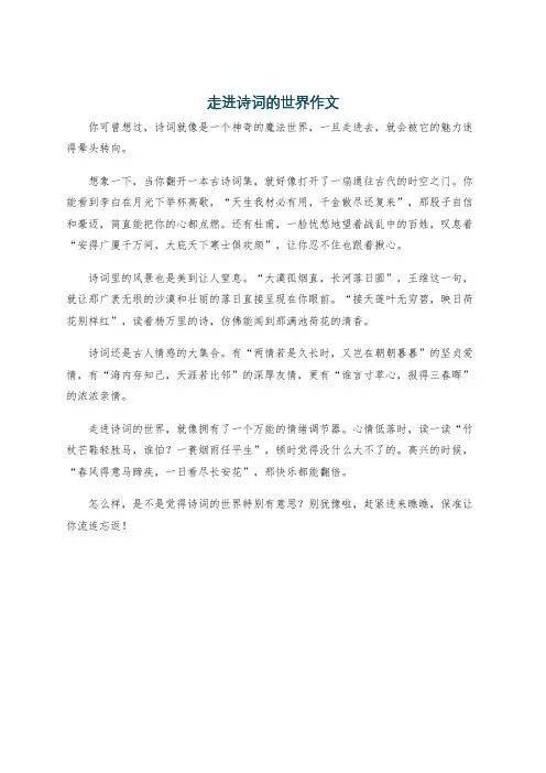 走进诗词的世界作文