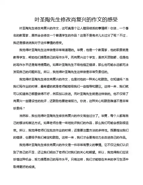 叶圣陶先生修改肖复兴的作文的感受