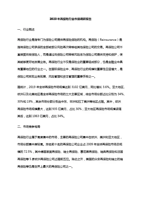 2023年再保险行业市场调研报告