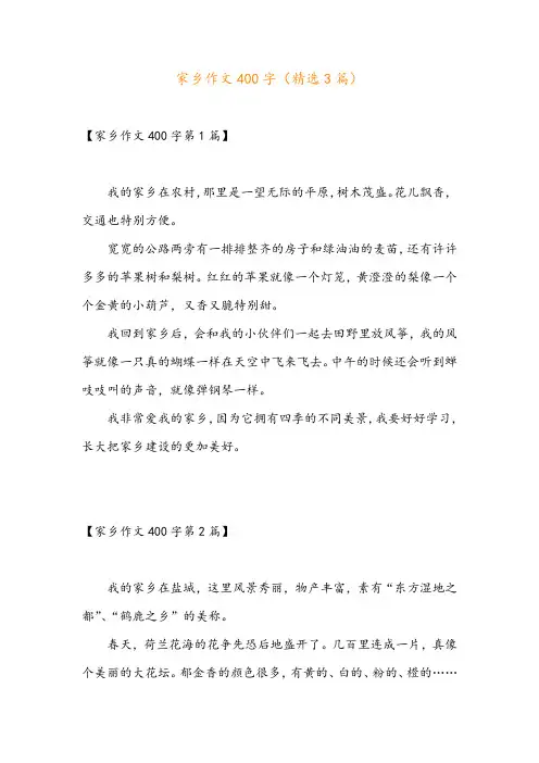 家乡作文400字(精选3篇)