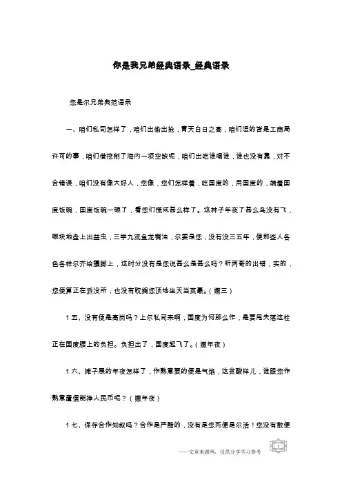 你是我兄弟经典语录_经典语录