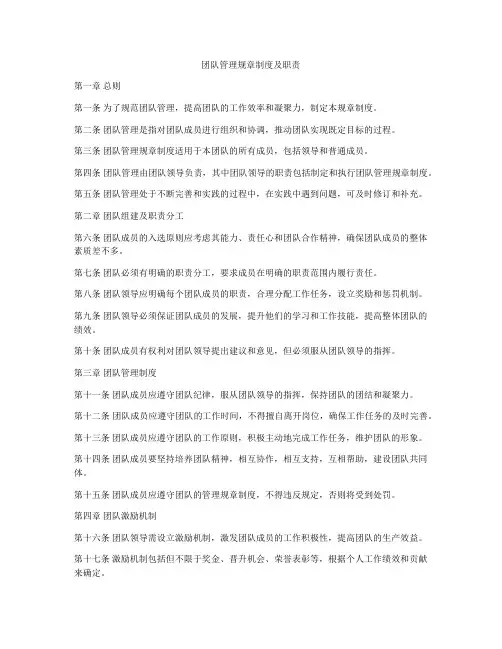 团队管理规章制度及职责