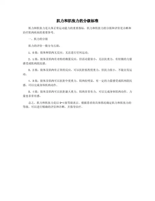 肌力和肌张力的分级标准