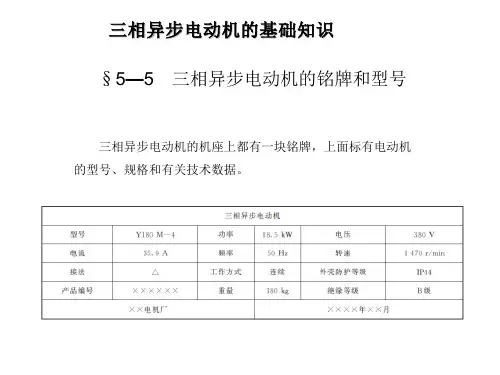 三相异步电动机的铭牌和型号