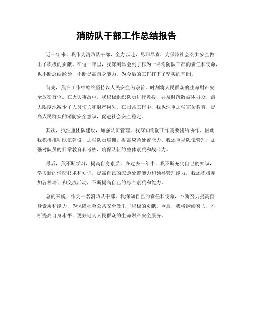 消防队干部工作总结报告