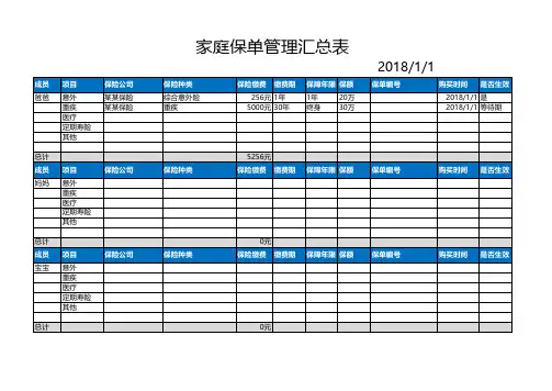 家庭保单管理表1