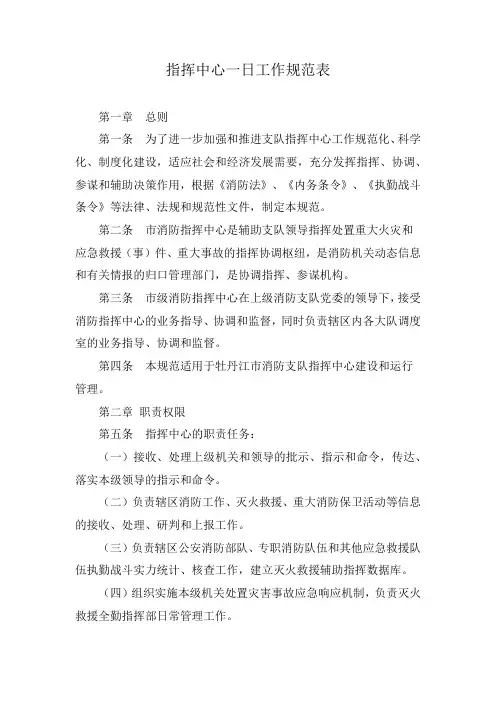指挥中心一日工作规范表