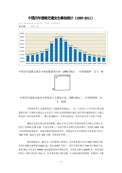 中国历年道路交通安全事故统计