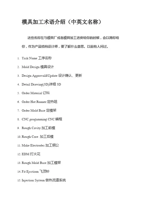 模具加工术语介绍(中英文名称)