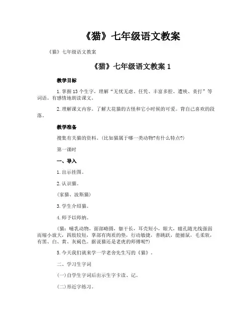 《猫》七年级语文教案
