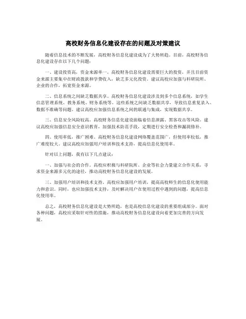 高校财务信息化建设存在的问题及对策建议