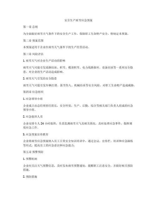 安全生产雨雪应急预案