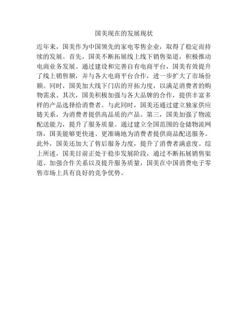 国美现在的发展现状
