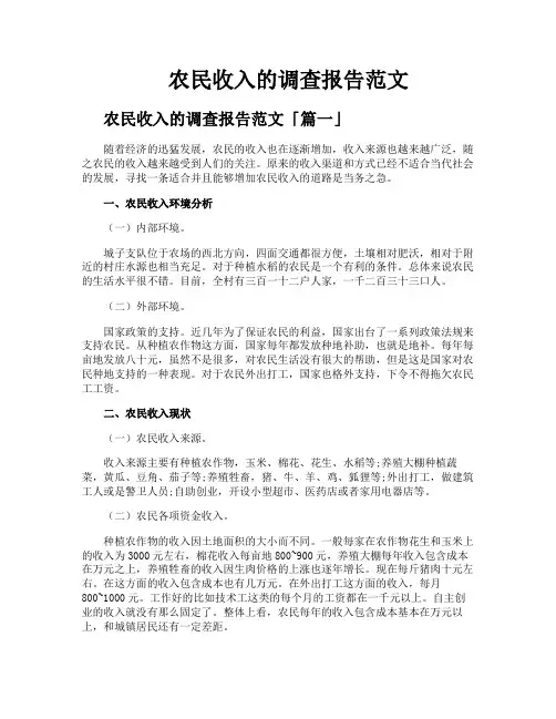 农民收入的调查报告范文