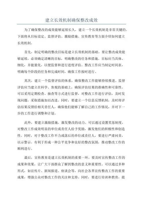 建立长效机制确保整改成效