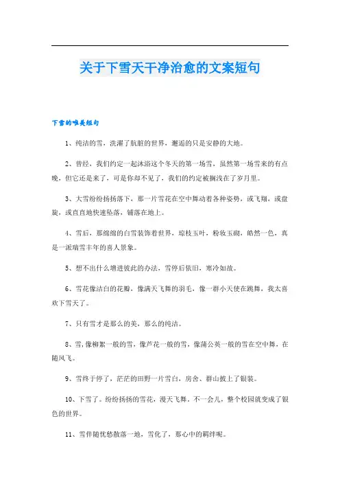 关于下雪天干净治愈的文案短句