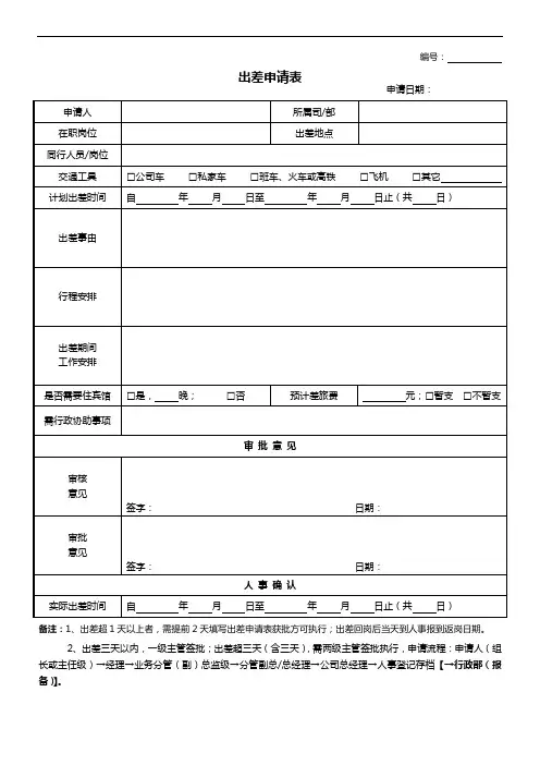 出差申请单(标准版)