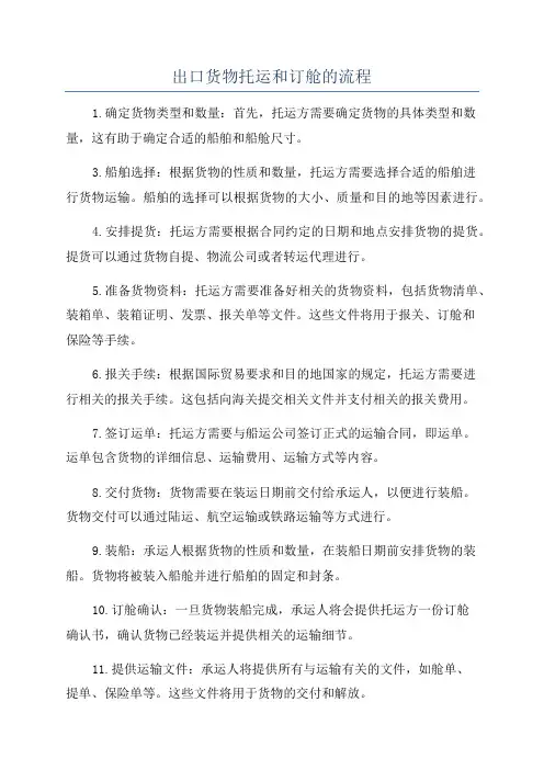 出口货物托运和订舱的流程