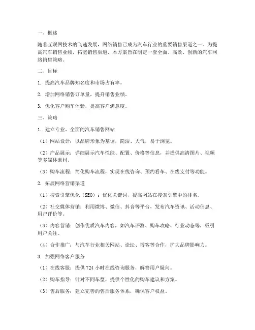 汽车销售网销方案范文