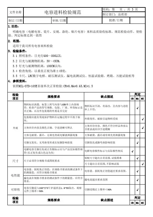 电容检验规范