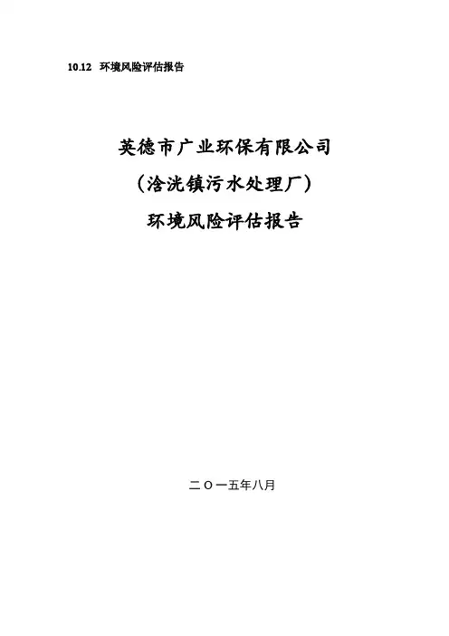 英德市广业环保有限公司(浛洸污水处理厂)--环境风险评估报告