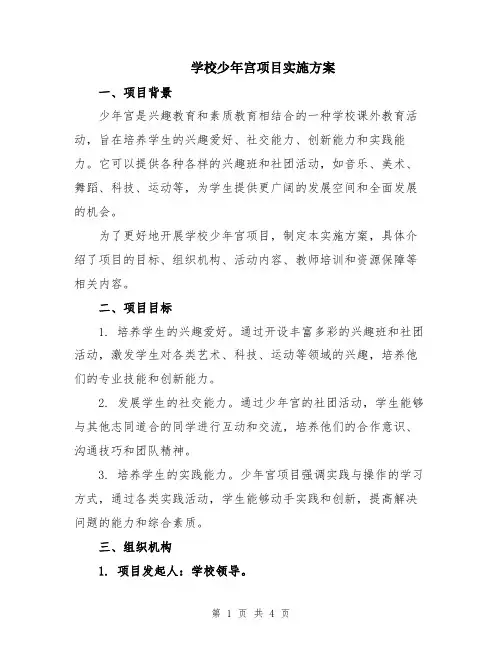 学校少年宫项目实施方案