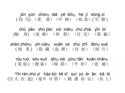 四年级语文下册第二单元归类复习汇总PPT