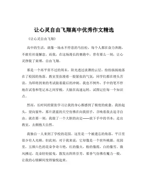 让心灵自由飞翔高中优秀作文精选