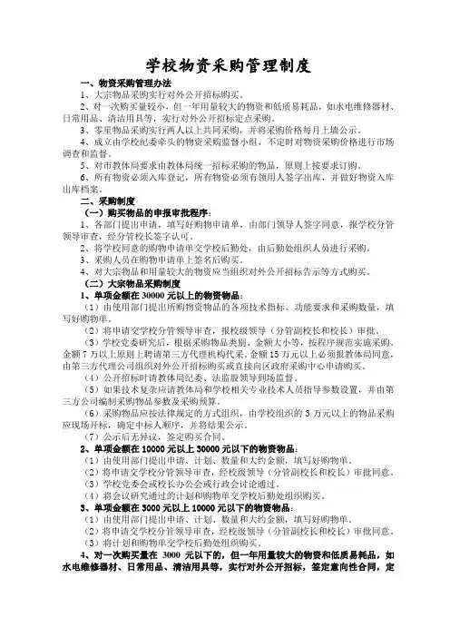 学校物资采购管理制度