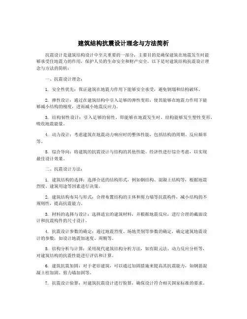 建筑结构抗震设计理念与方法简析