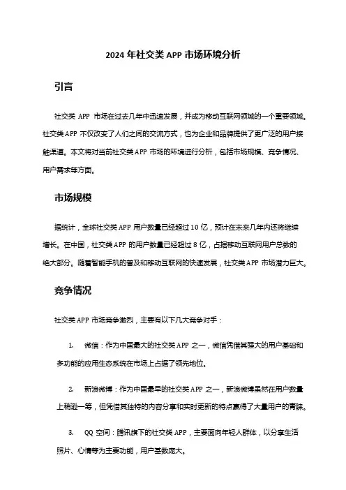 2024年社交类APP市场环境分析
