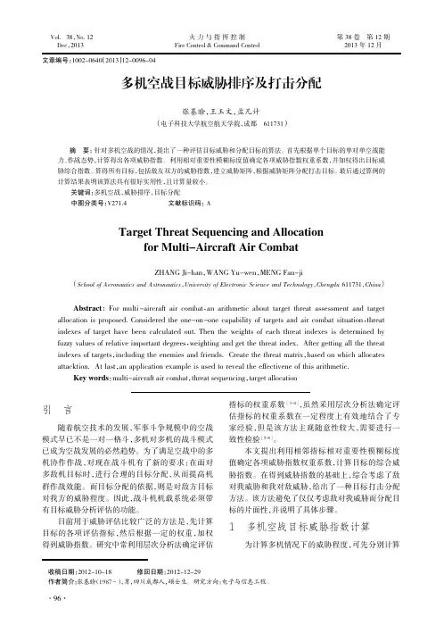 多机空战目标威胁排序及打击分配